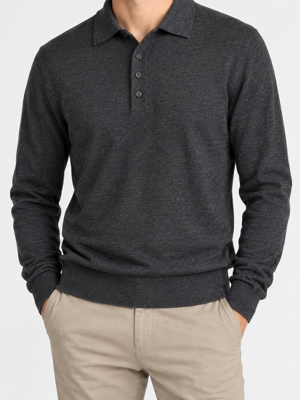 Giorgiolini of Italy 100% Merino Wool Polo Sweater Men’s XL Charcoal Gray